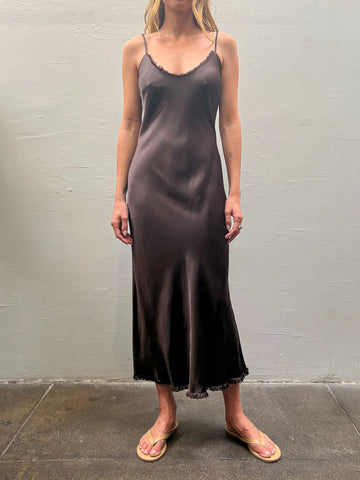 The Farrah Dress - Espresso Vintage Satin