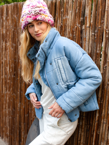 The Vintage Denim Puff Jacket