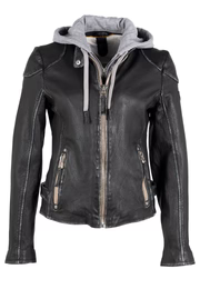 The Finja Leather Jacket with Hoodie