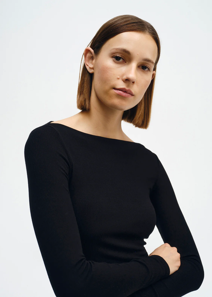 The Silk Rib Boat Neck Top