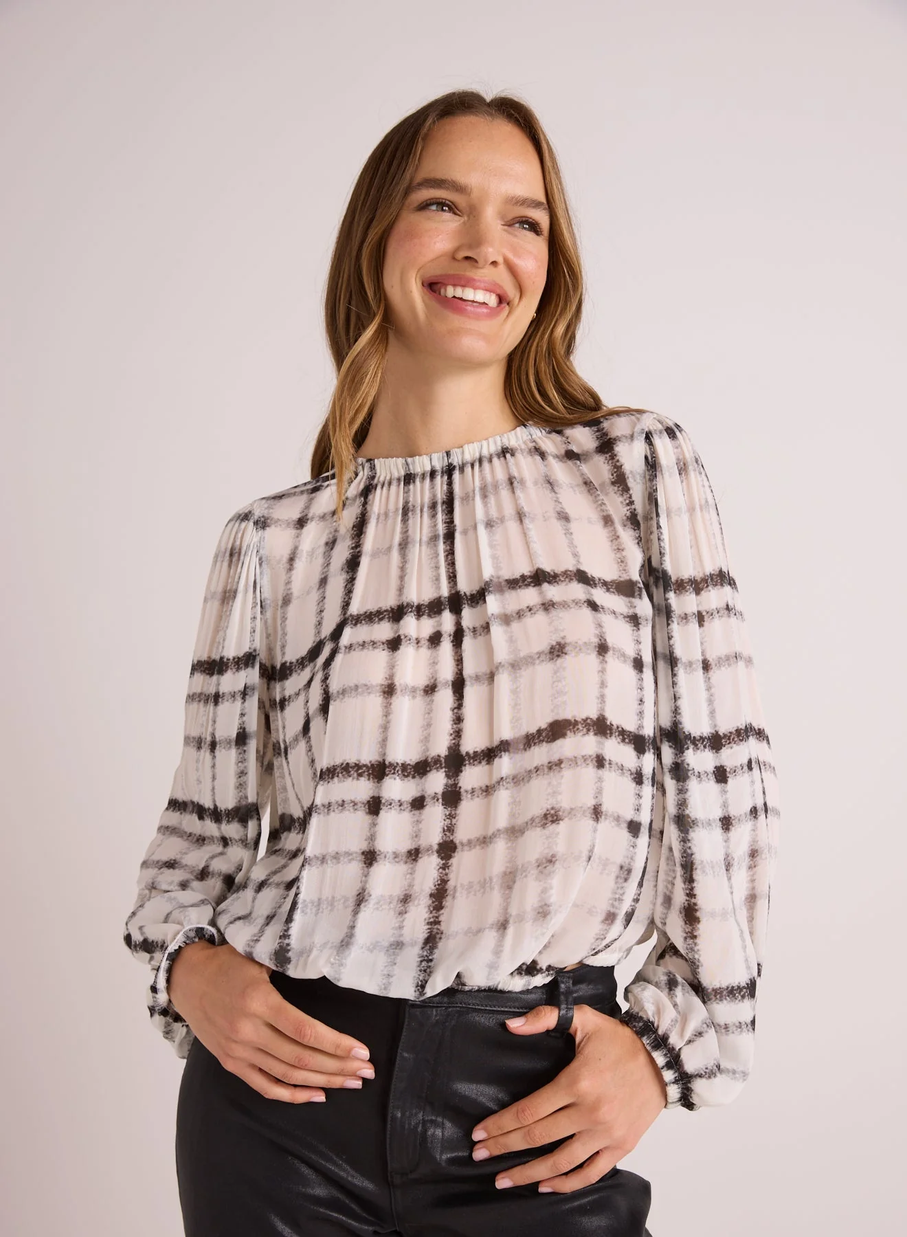 The Shirred Top - Brushed Plaid