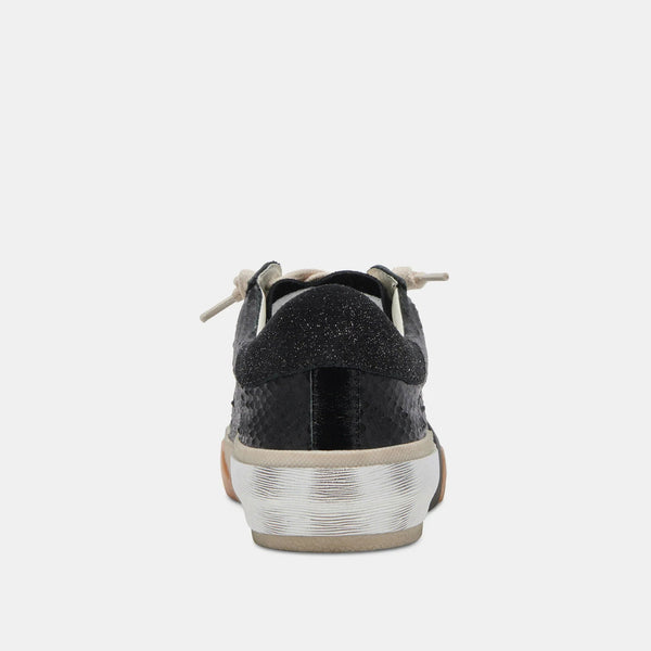 The Zina Onyx Embossed Leather Sneakers