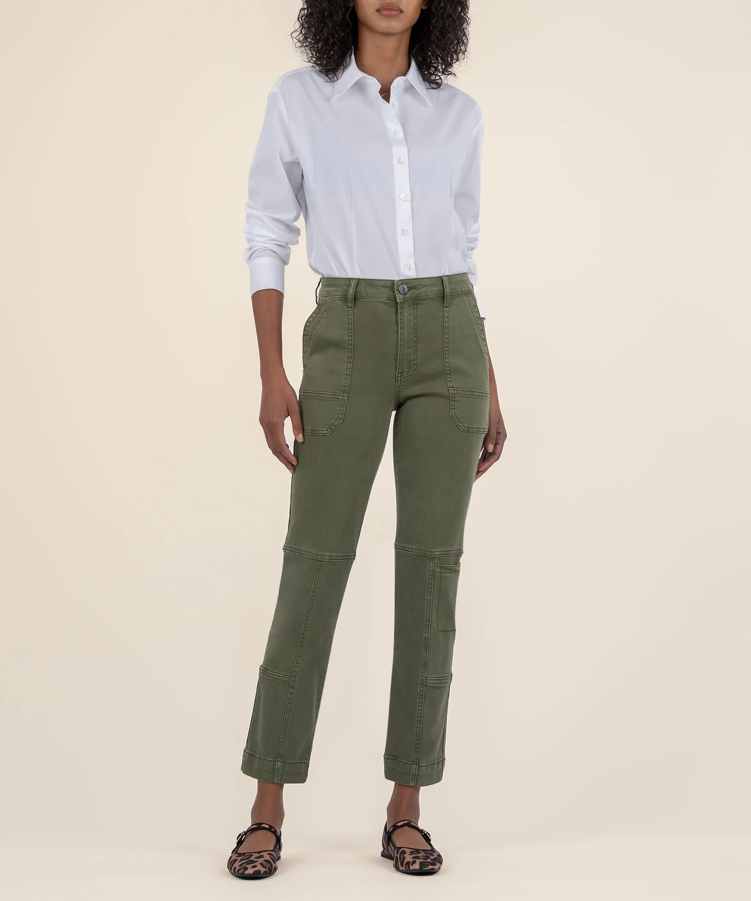 The Elizabeth High Rise Straight Leg Olive