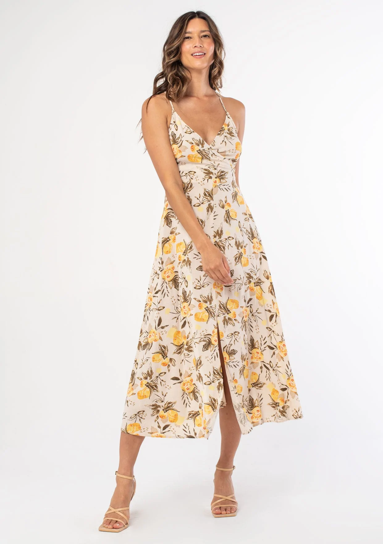 The Lemon Print Midi Dress